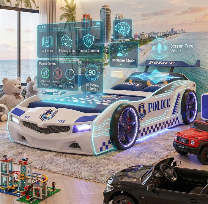 AI Genius Thunder Police Car Bed