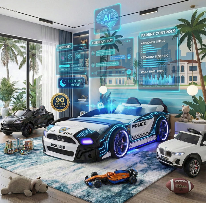 AI Genius Muscle Police Car Bed