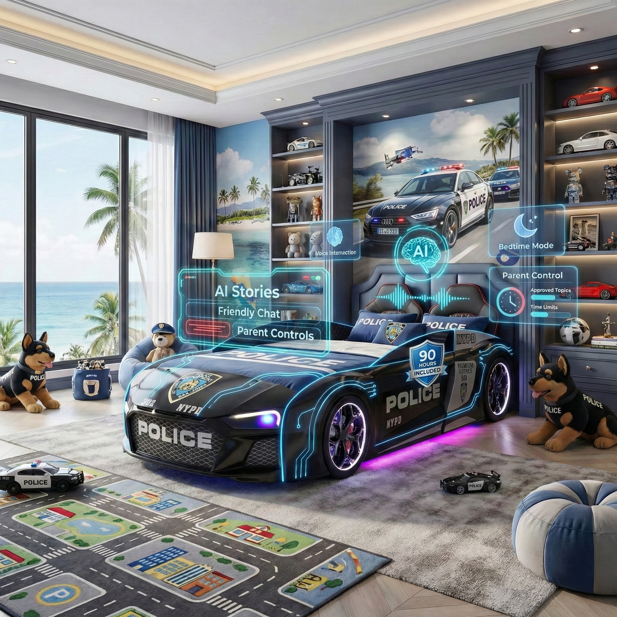 AI Genius V12 Police Car Bed