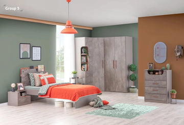 Modern bedroom furniture set Ares Set 5 with bed wardrobe and dresser