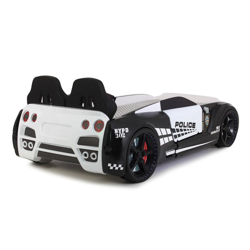 GTR Police Car Bed showcasing a stylish police car bed design for kids