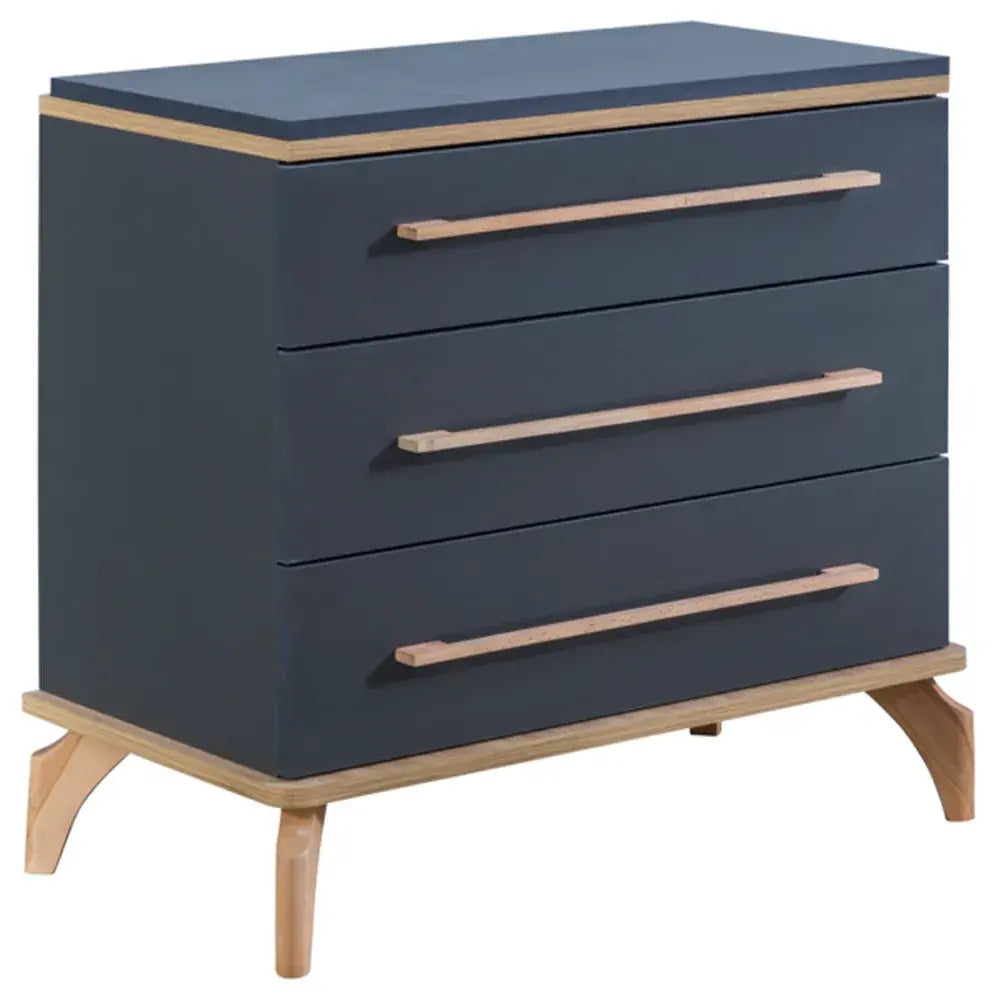 Dark blue Loft Dresser with light wood handles and legs, ideal for Lynda Kids rooms