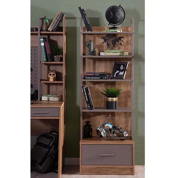 Atlas Bookcase by Lynda Kids featuring a two-piece wooden study and storage unit with shelves