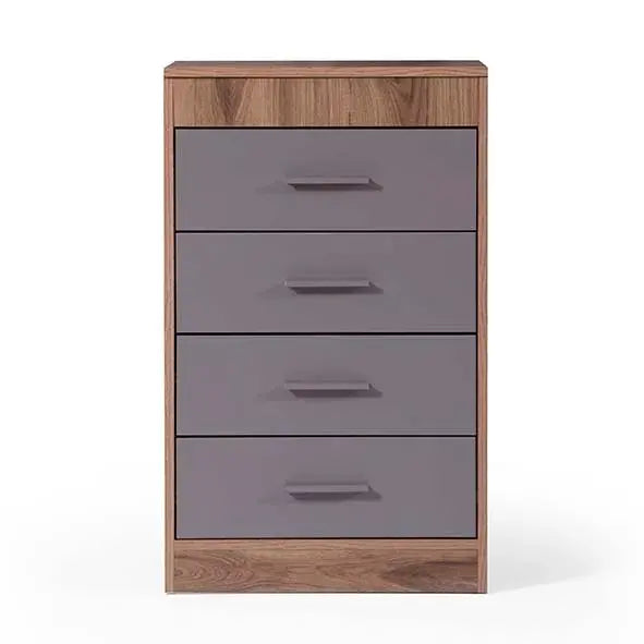 Atlas Dresser by Lynda Kids featuring a four-drawer wooden design with gray fronts