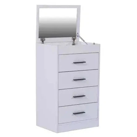 Atlas White Dresser with four drawers and flip-top mirror for Lynda Kids bedroom