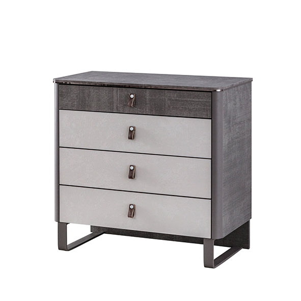 Aura Wide Dresser by Lynda Kids featuring a modern three-drawer design with leather handles