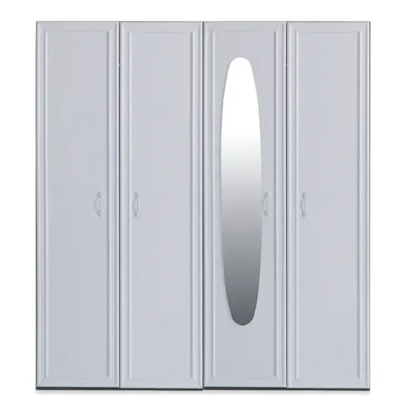 White Isabella Armoire with mirrored door, perfect for Lynda Kids bedroom decor