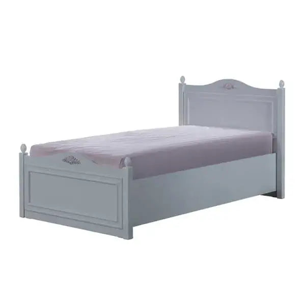 Isabella Bed in light gray with ornate headboard and footboard designs, perfect for Lynda Kids