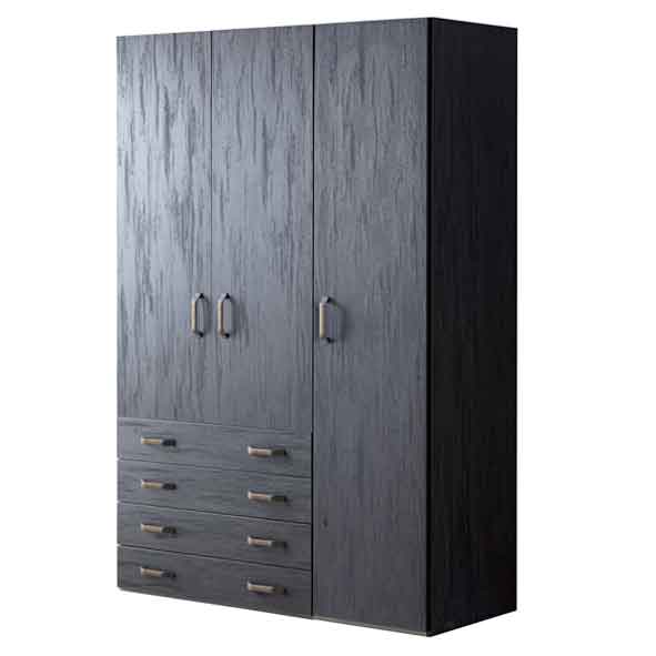Dark Armoire with textured wood grain finish and metal handles, ideal for Lynda Kids rooms