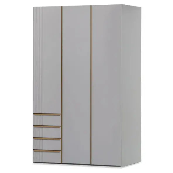 Elegant armoire with grey finish, gold accents, and ample storage, ideal for Lynda Kids