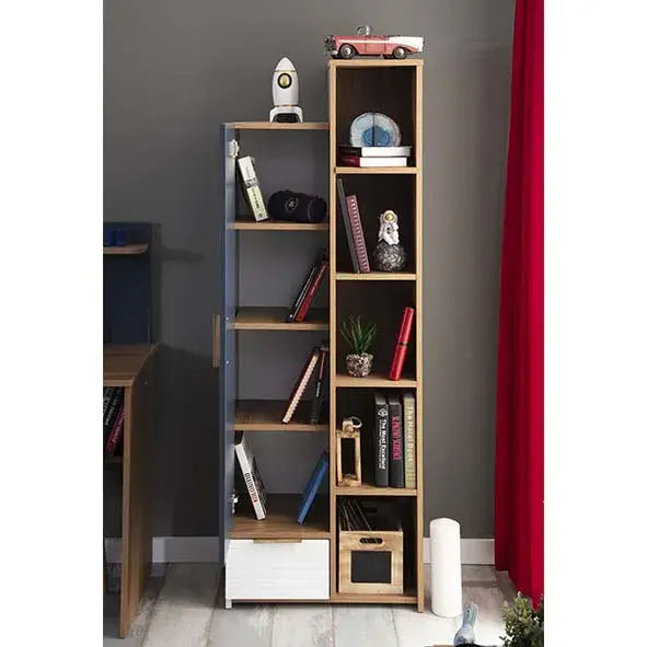 Orion Bookcase with decorative items and books, ideal for Lynda Kids room decor