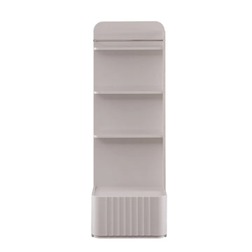 Pera Bookcase tall narrow light gray shelf with open shelves and ribbed base