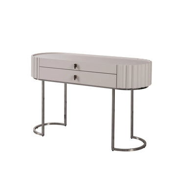 Pera Dresser oval console table with drawers and fluted panels, supported by curved metal legs