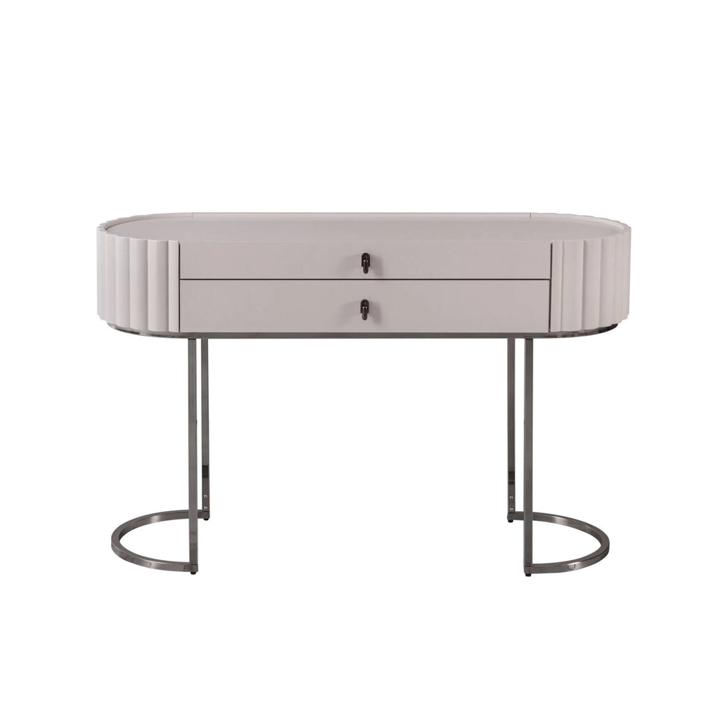 Pera Dresser oval console table with two drawers and black metal handles, Lynda Kids style