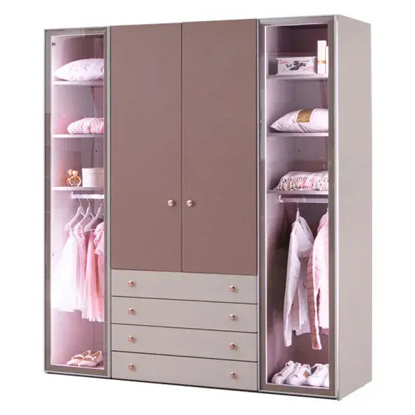Rose Armoire by Lynda Kids featuring modern design with glass-front sections and drawers