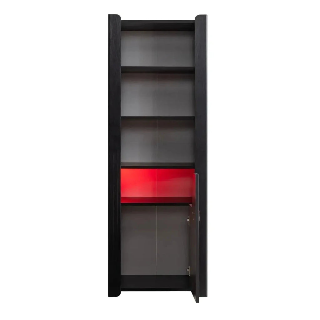 Gaming Zone Bookcase with black wood shelves and red and black cabinets for kids