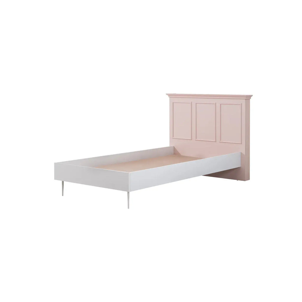Pink and white wooden Rosa Bed with paneled headboard for Lynda Kids nursery