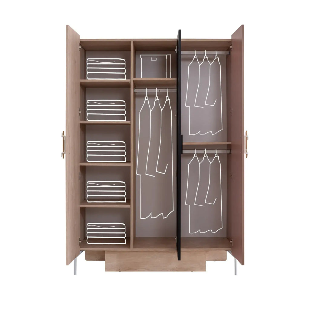 Open Rosetta Armoire by Lynda Kids with shelves and hanging rods for stylish storage