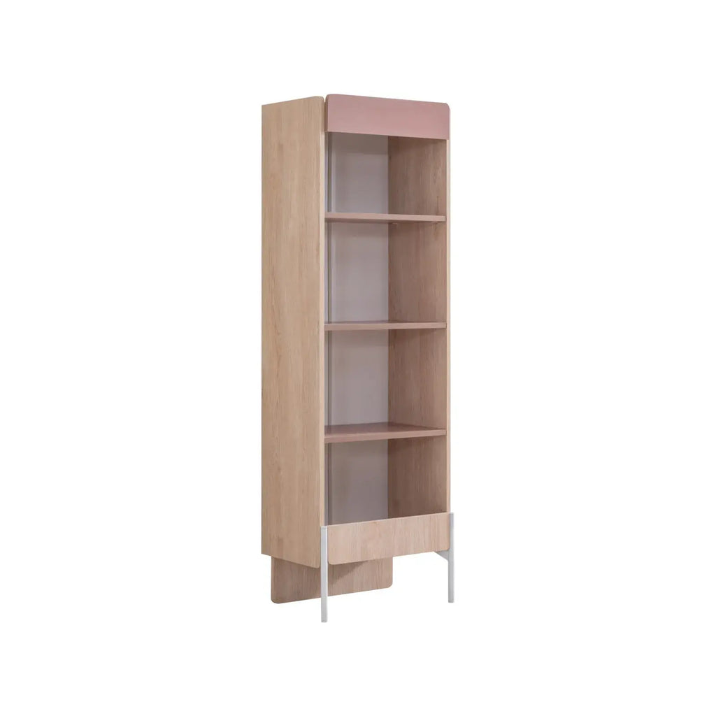 Light wood Rosetta Bookcase with open shelves and metal legs, perfect for Lynda Kids rooms