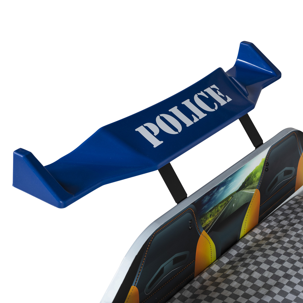 Blue police car bed spoiler with POLICE for Thunder Police Car Bed for kids
