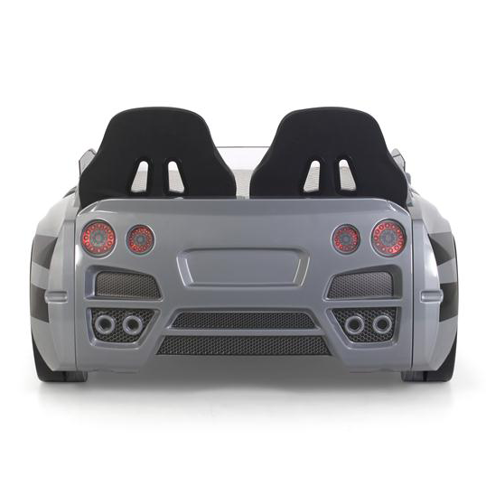 Gray toy GTR Racer Bed with black racing seats, perfect for GTR Car enthusiasts