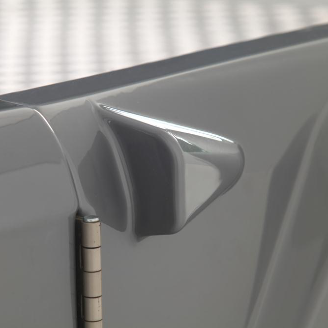 Glossy light grey GTR Car Bed door with hinge and subtle design detail