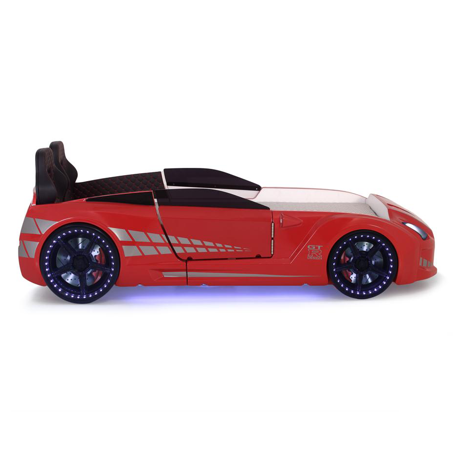 Red GTR Car Bed with LED lights, twin race car-shaped GTR Racer Bed for kids