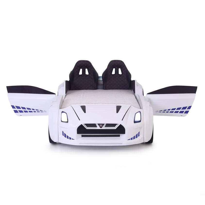 White GTR Racer Bed with open doors, ideal for a GTR Car Bed for kids
