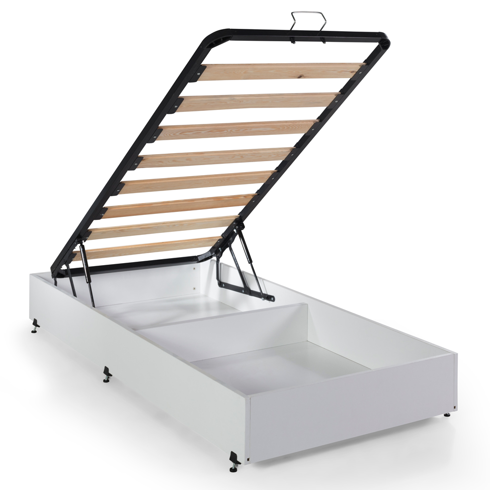 White storage V12 Racer Bed frame with slatted base and lift mechanism