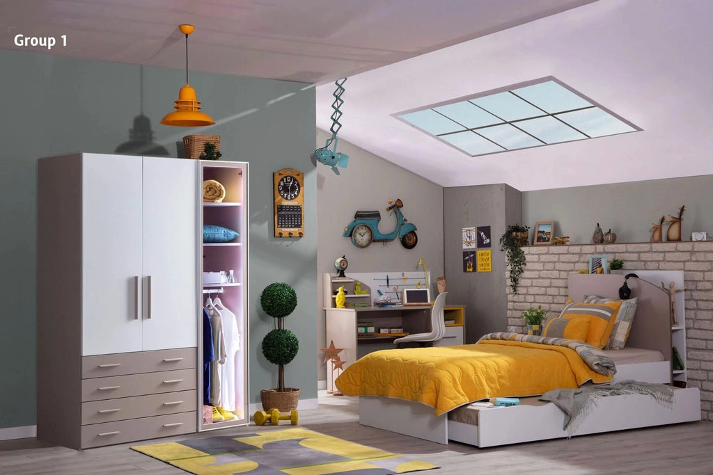 Torino Set bedroom with bed wardrobe and desk for stylish bedroom furniture