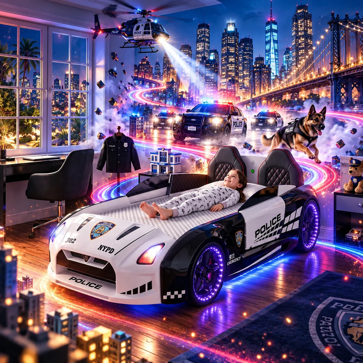 AI Genius Bed — Interactive night patrol stories and immersive lighting
